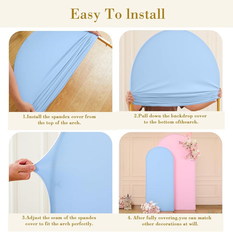 Suppromo Pink and Blue Arch Cover 2 Set 7.2 and 6ft Gender Reveal Arch Backdrop Cover Spandex Arch Stand Covers for Baby Shower Boys or Girls Birthday Party Banquet Photo Background Decorations - Image 5